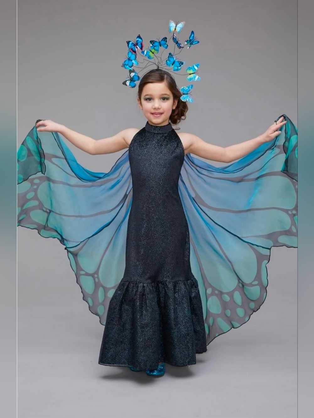 Chasing Fireflies Blue & Black Butterfly Winged Costume Dress